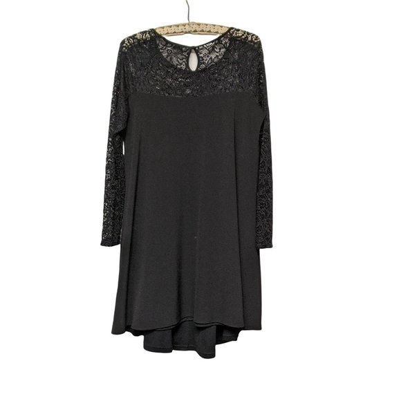 Kimi + Kai "Elle" Lace Trim Mini  Maternity Dress Long Sleeves Black Size Small - Picture 9 of 10